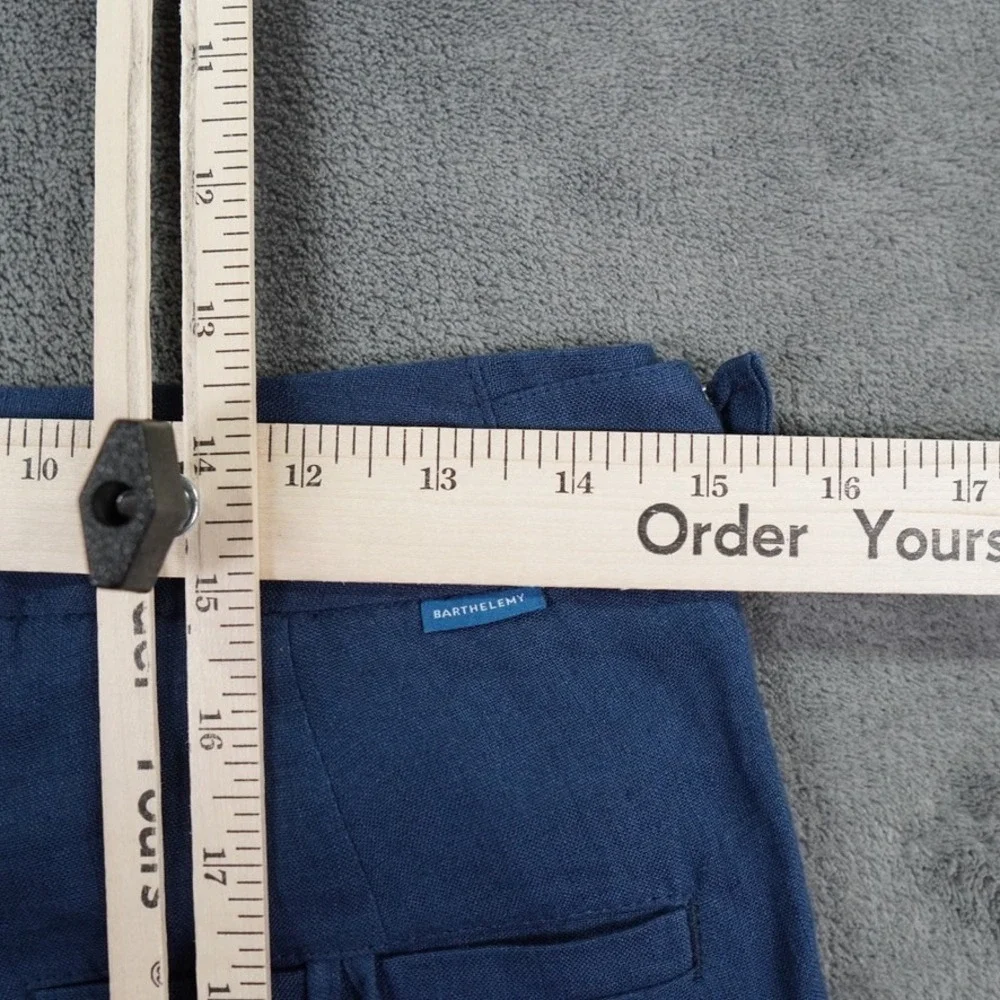 Barthelemy Men's 100% Linen Side Adjuster Pants Blue Size 36 Luxury Resort